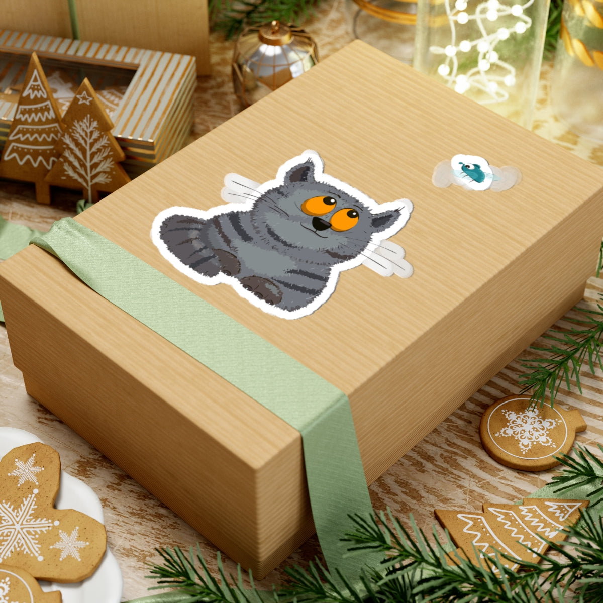 Cute Cat Kiss-Cut Stickers, Cat Lover Stickers, Laptop Decals, Gift for Animal Lovers, Cute Cat Art, Home Decor