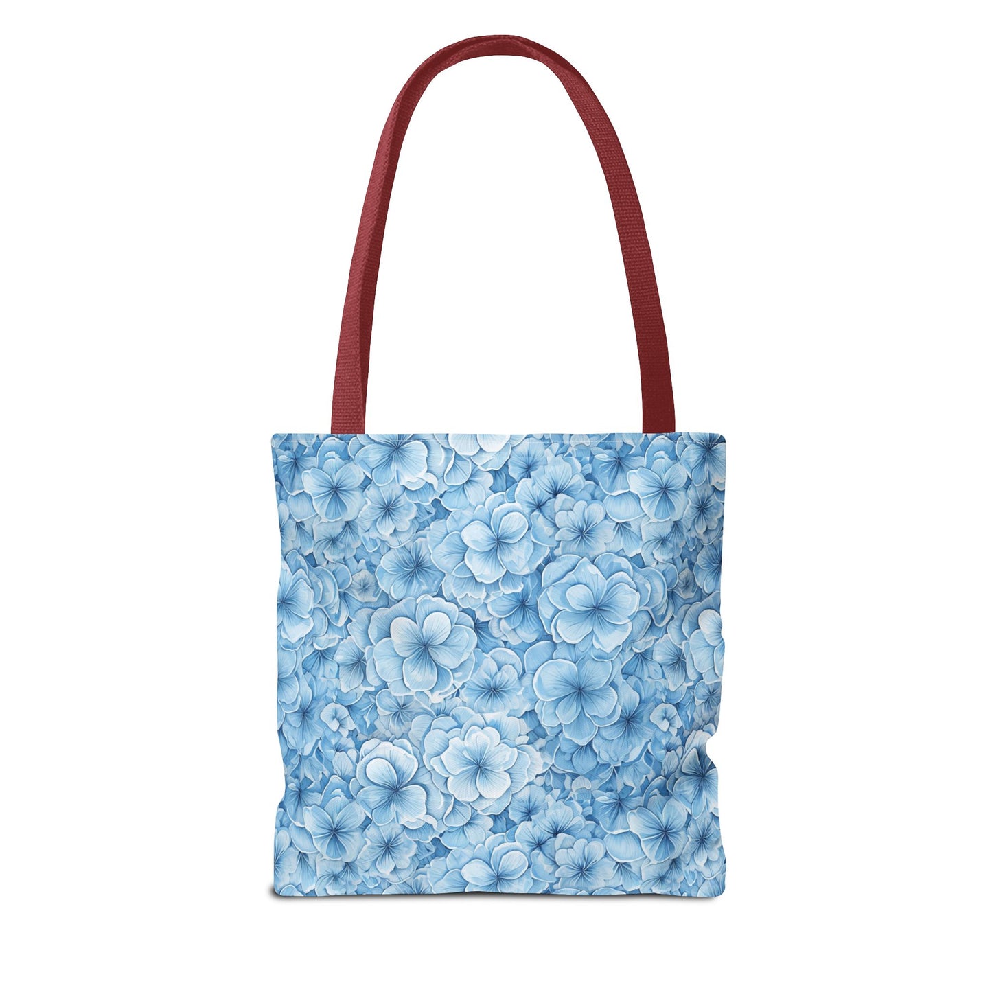 Blue Watercolor Floral Tote Bag — Reusable Flower Pattern Shopper
