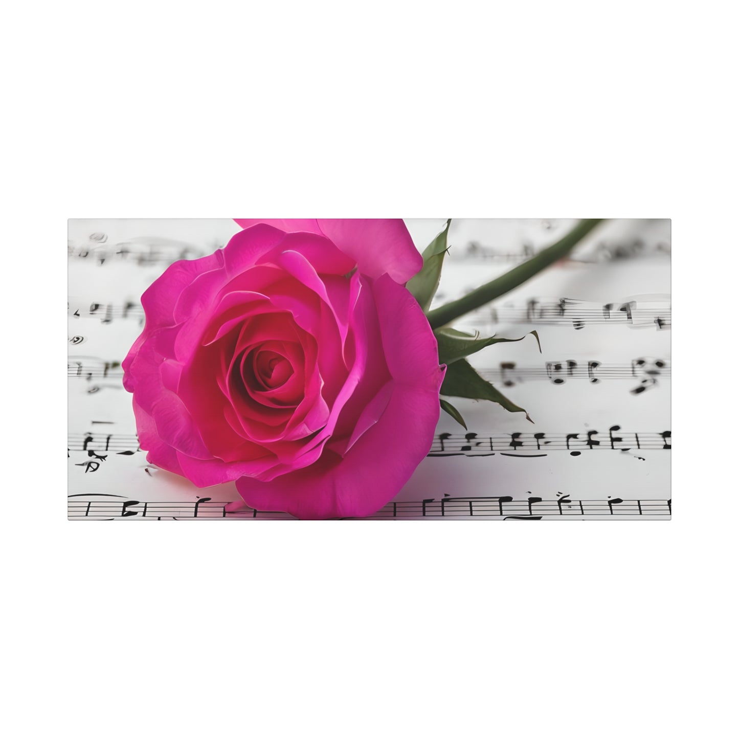 Stretched Canvas Art Print, Classic Rose on Sheet Music, Floral Wall Decor, Home Decoration, Gift for Music Lovers