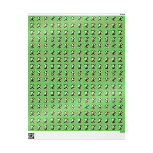 Green Reindeer Pattern Wrapping Paper — Cute Holiday Gift Wrap