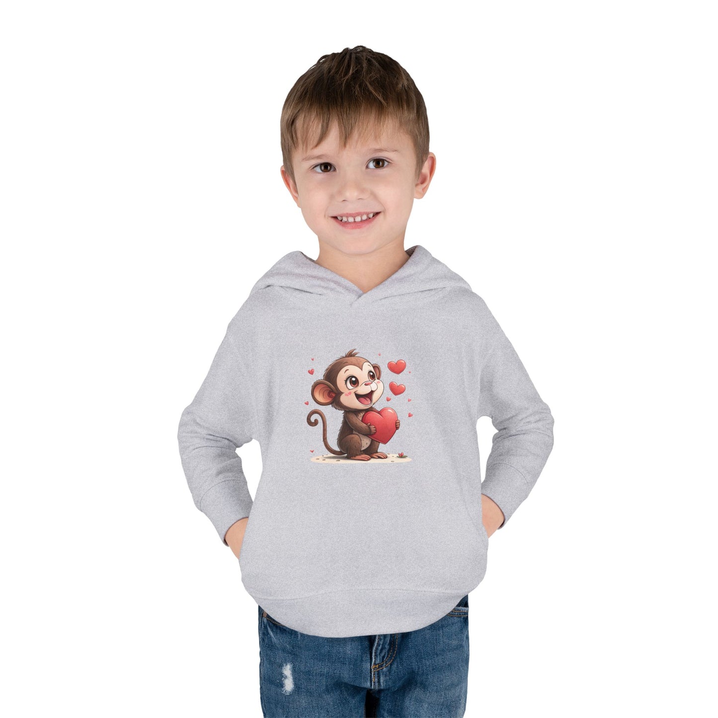 Adorable Toddler Monkey Love Hoodie, Birthday Gift, Kids Pullover, Baby Shower Gift, Cute Fleece Sweatshirt