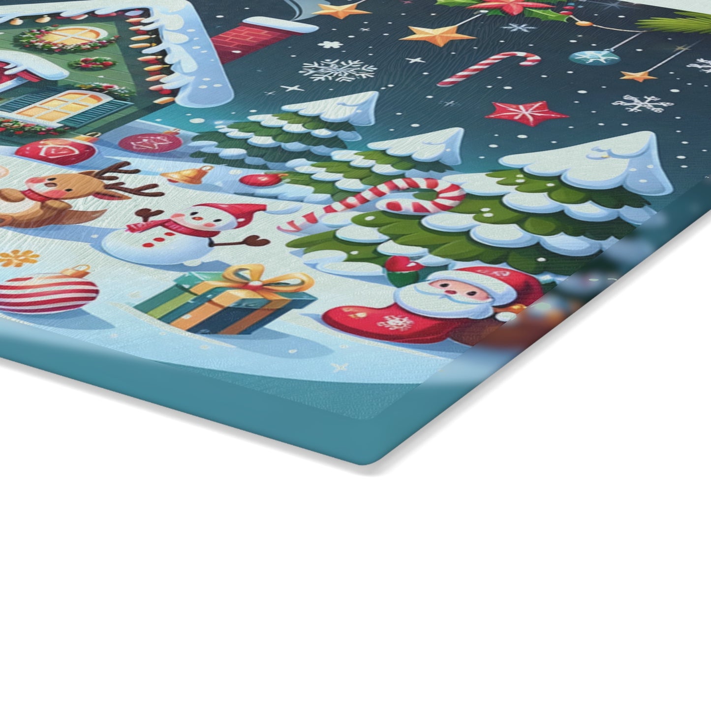 Festive Glass Cutting Board - Christmas Kitchen Decor, Holiday Gifts, Unique Home Accents, Seasonal Cooking