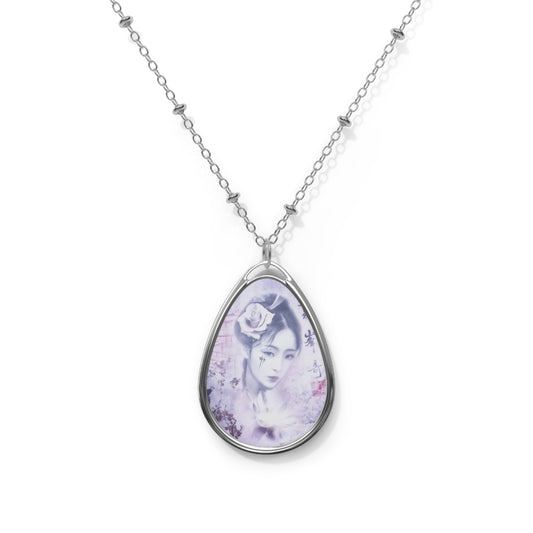 Elegant Oval Necklace with Floral