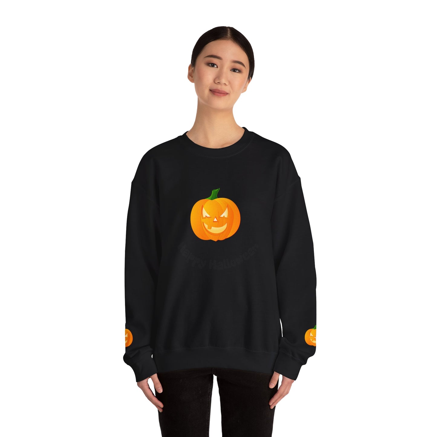 Halloween Pumpkin Sweatshirt, Cozy Fall Apparel, Unisex Crewneck for Halloween, Autumn Casual Wear, Fun Gift Idea