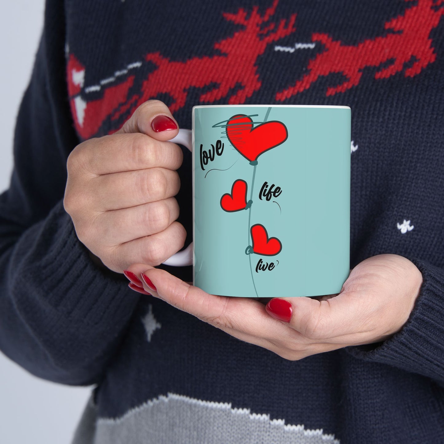 Love Every Moment Ceramic Mug (11oz, 15oz) – Heart Illustration Gift Mug