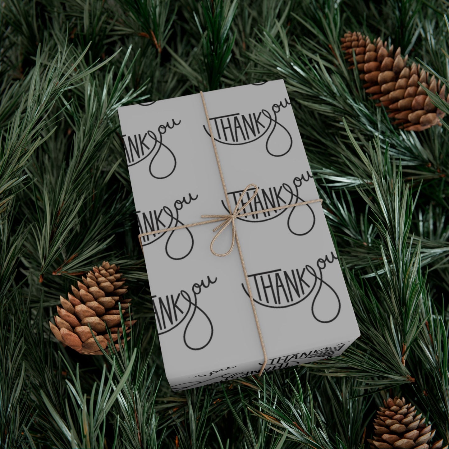 Gift Wrap Paper — 'Thank You' Patterned Wrapping Paper (Gray)