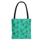Turquoise Floral Swirl Tote Bag – All-Over Print Stylish Shopping Bag