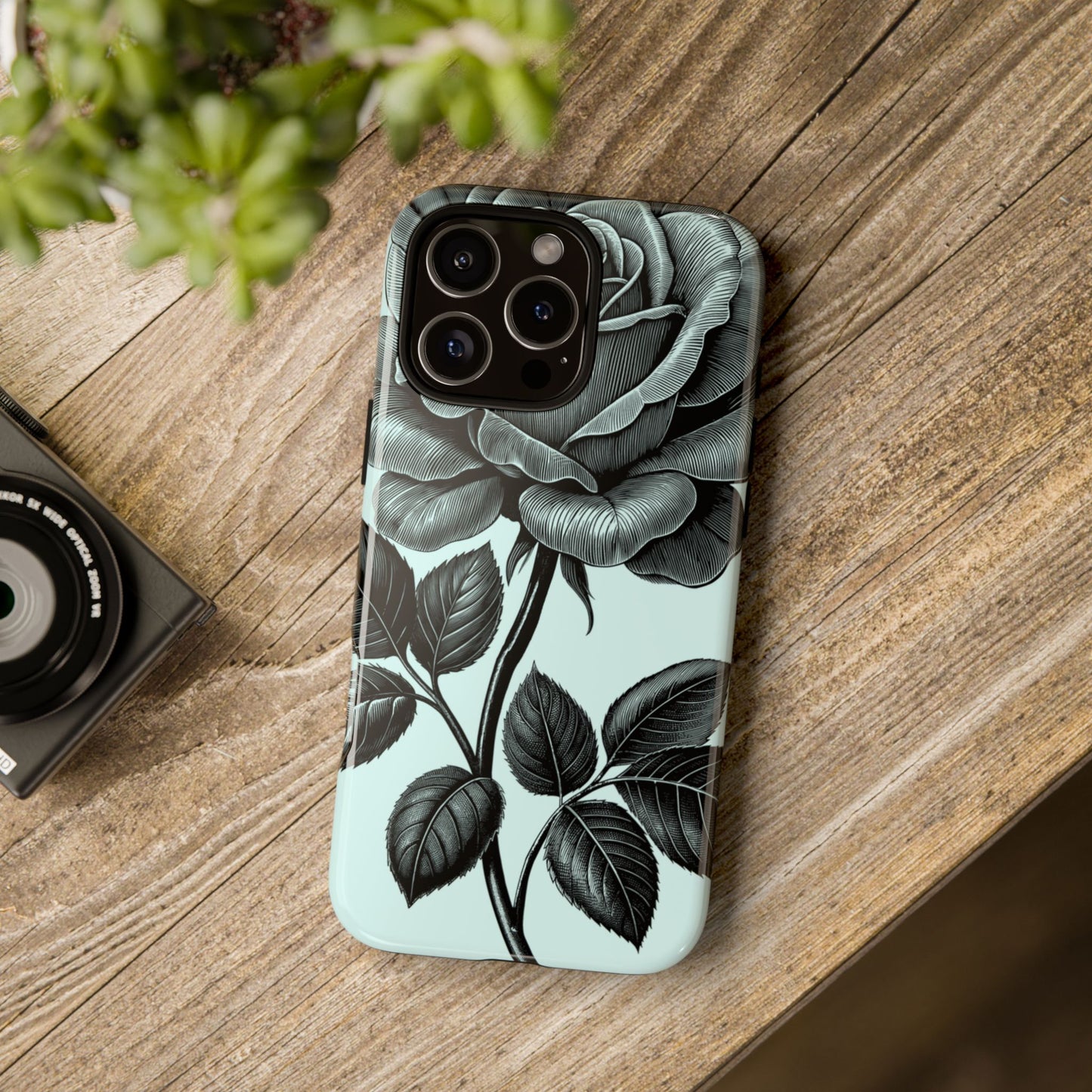 Elegant Floral Phone Case, Tough Cases for iPhones, Black Rose Design, Gift for Her, Stylish Phone Cover, Birthday Gifts