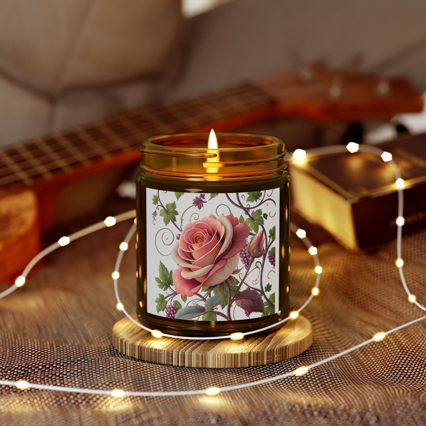 Romantic Floral Scented Candle, Perfect Gift for Her, Rose Essence, Home Decor, Aromatherapy
