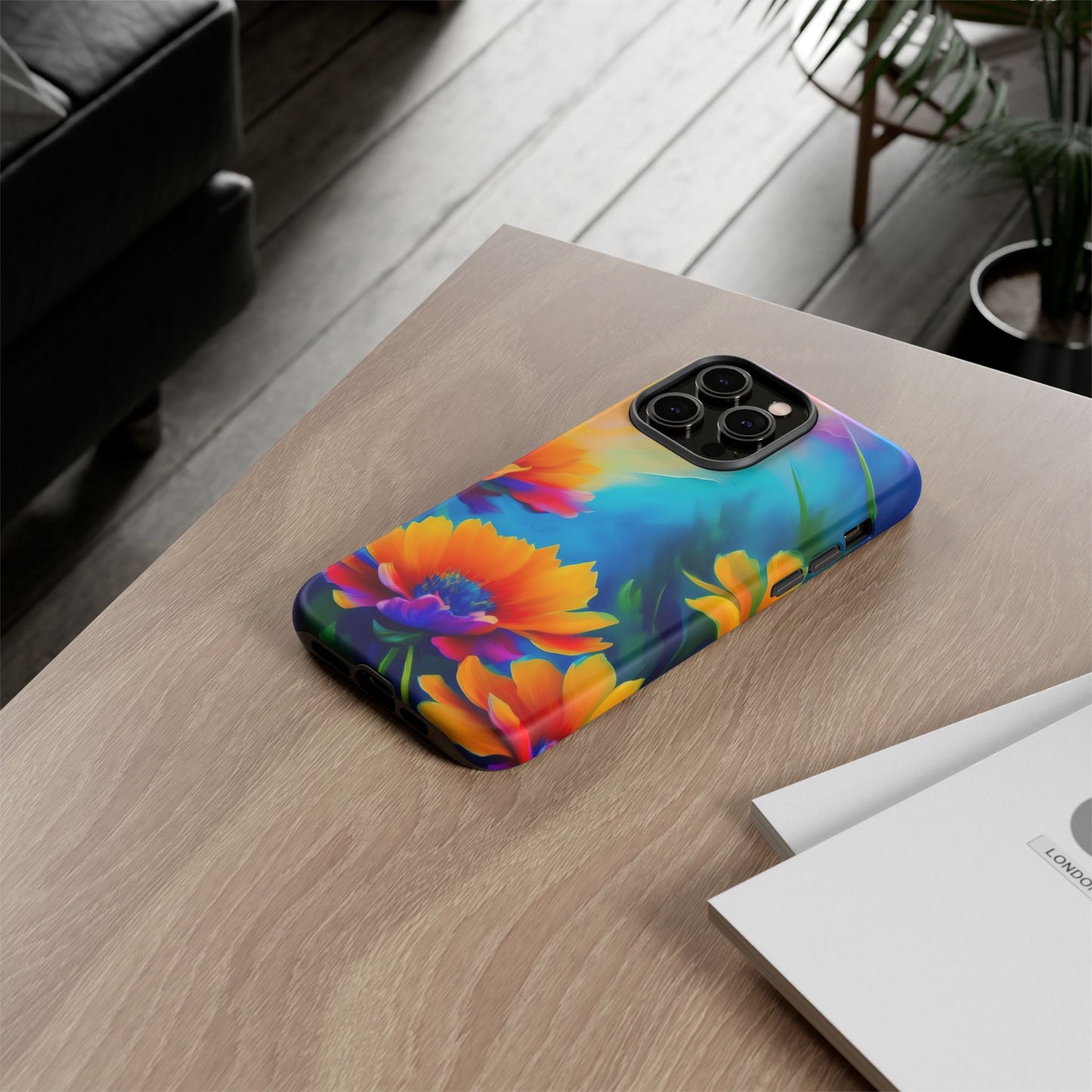 Floral Burst Tough Phone Case — Vibrant Watercolor Flowers Protective Cover