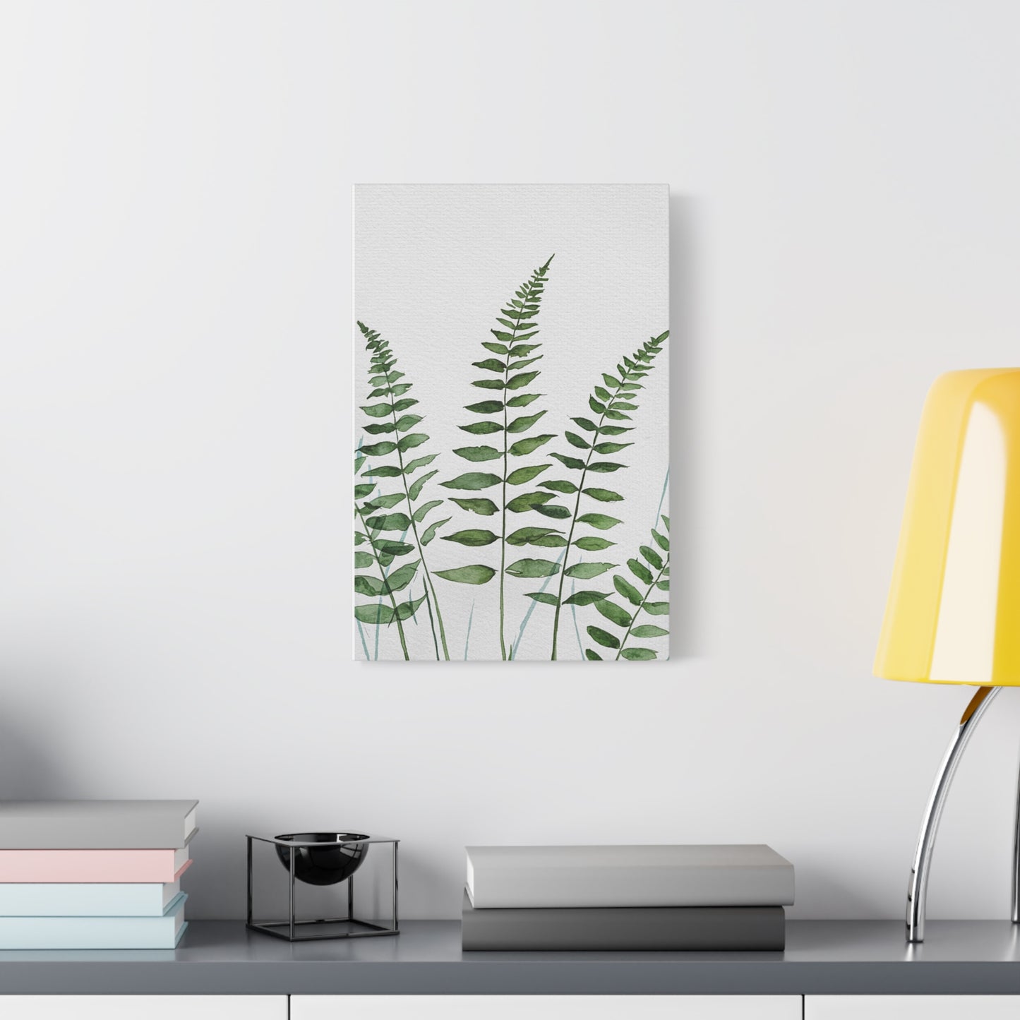 Fern Watercolor Canvas Art – Botanical Matte Stretched Wall Print