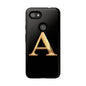 Custom Phone Case with Gold Letter A, Monogrammed Gift, Tough Protective Case, Personalized Phone Accessory, Unique Phone Cover