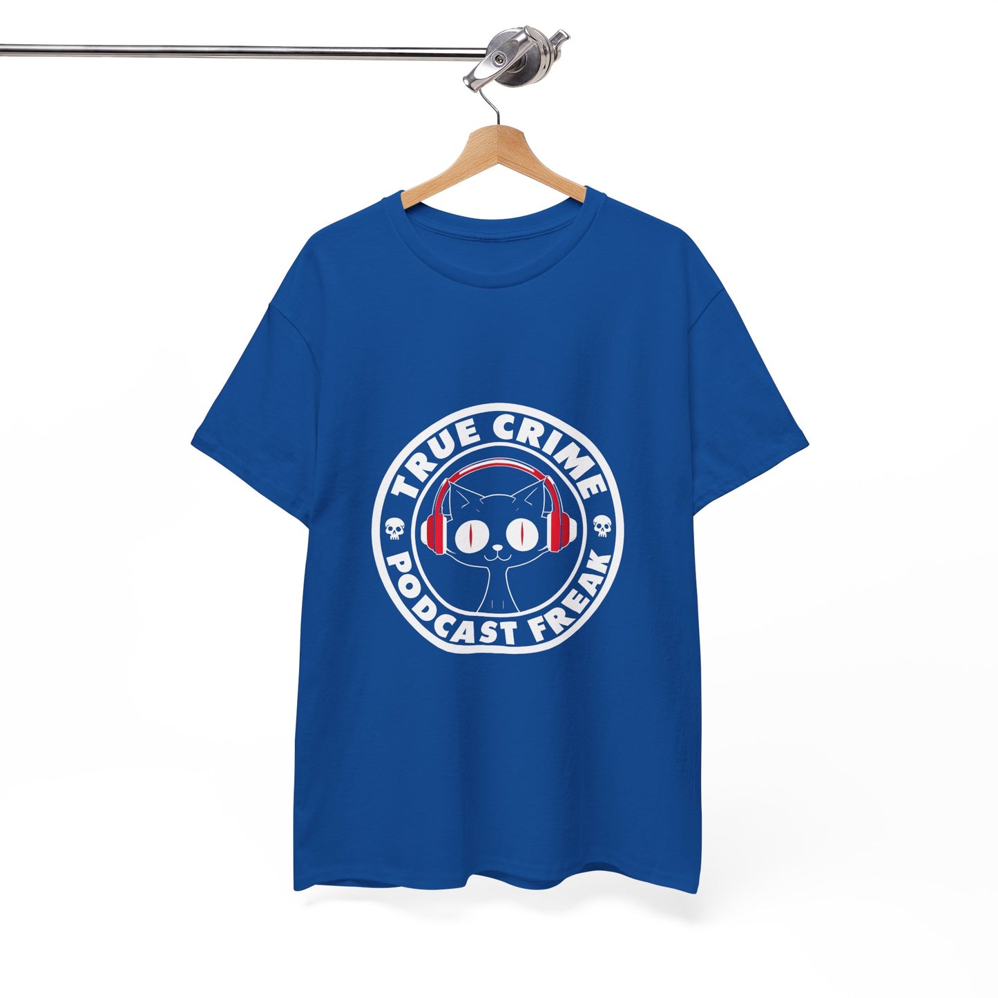 True Crime Podcast Tee — Cat with Headphones Logo