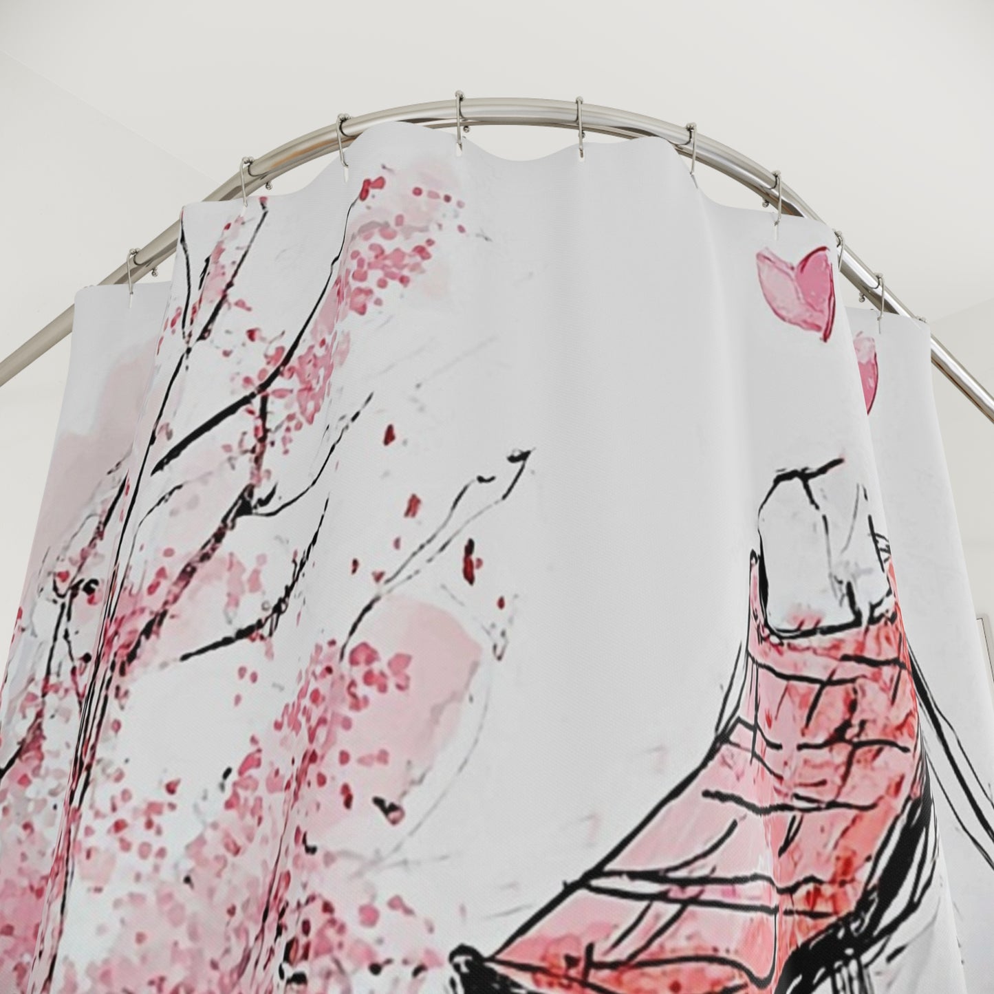 Charming Cottage Pink Blossom Shower Curtain