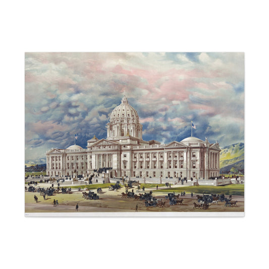 San Francisco City Hall Vintage Art Matte Canvas Print — Stretched 1.25"
