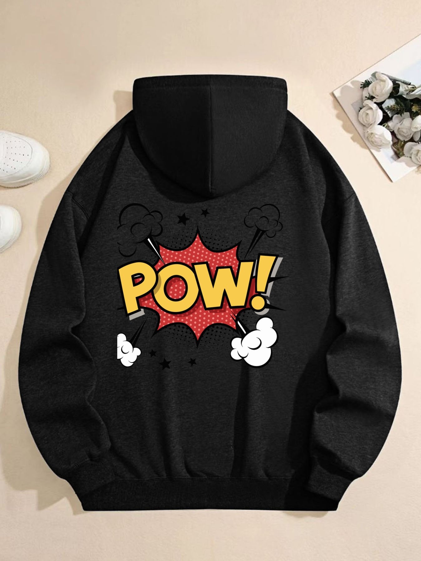 Cotton Hooded Sweatshirt with Drawstring-Pullover Shirts