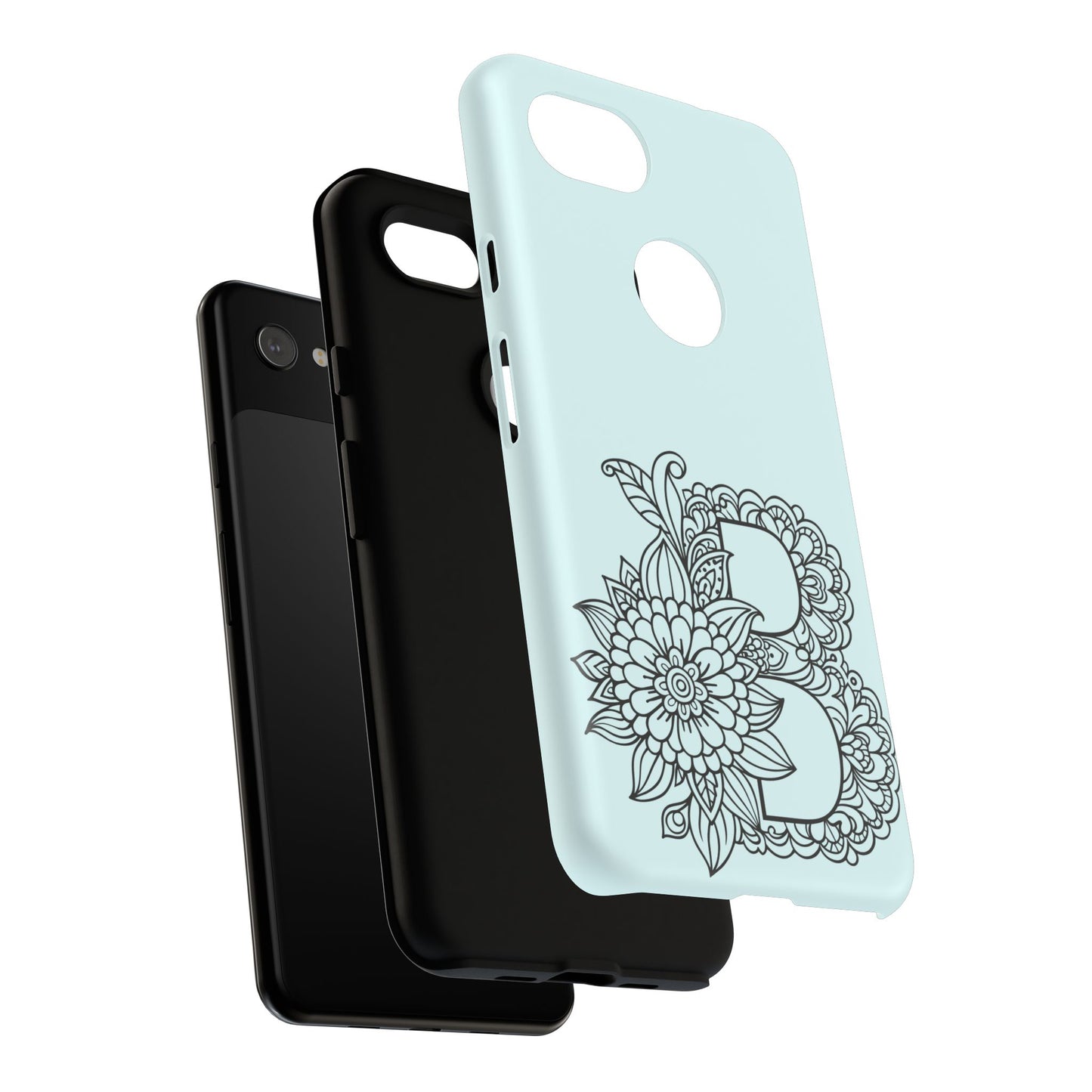 Personalized Tough Phone Case- Letter B, Floral Monogram Cell Phone Cover, Custom Protective Case, Unique Gift, Birthday, Graduation