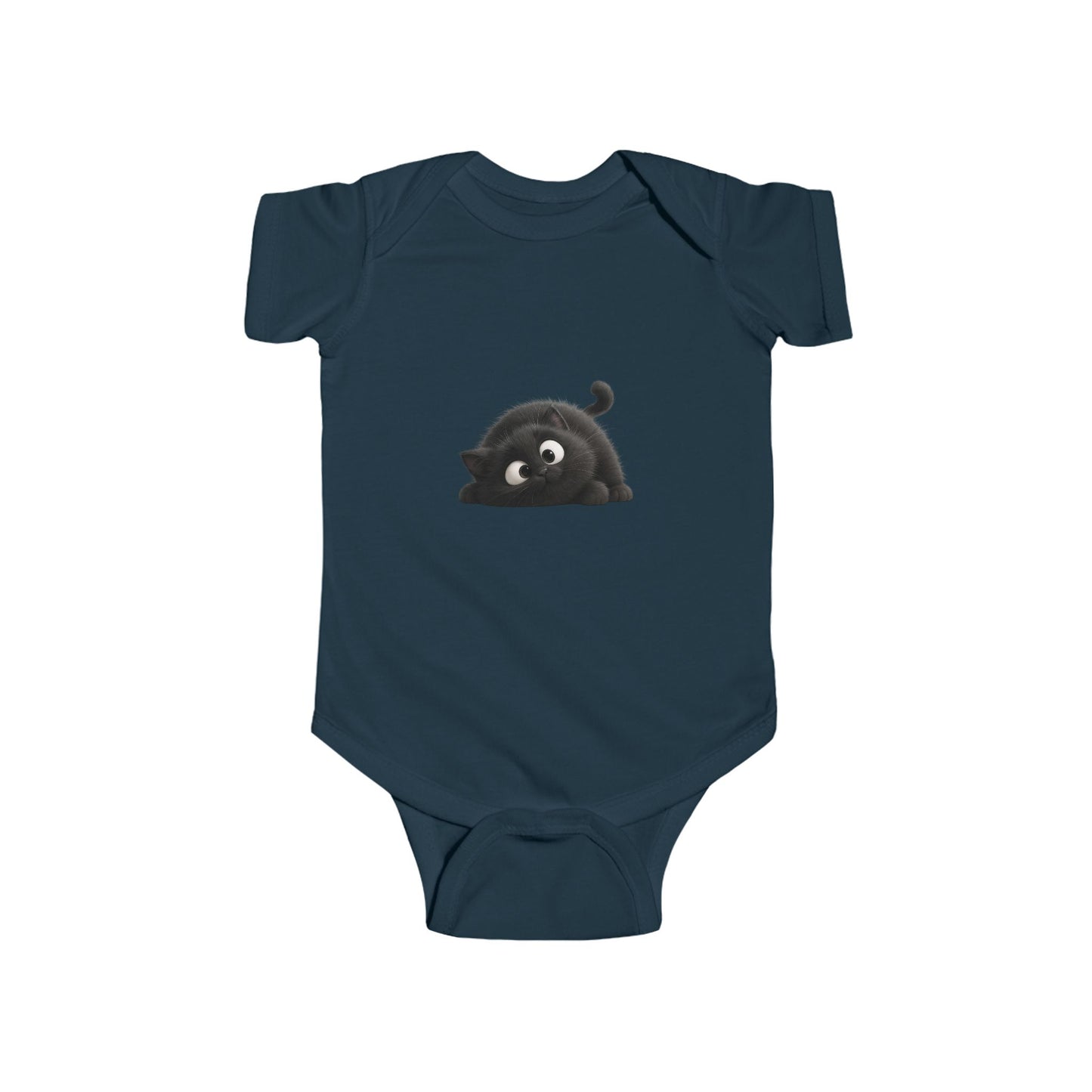 Cute Black Kitten Infant Bodysuit — Playful Baby Onesie