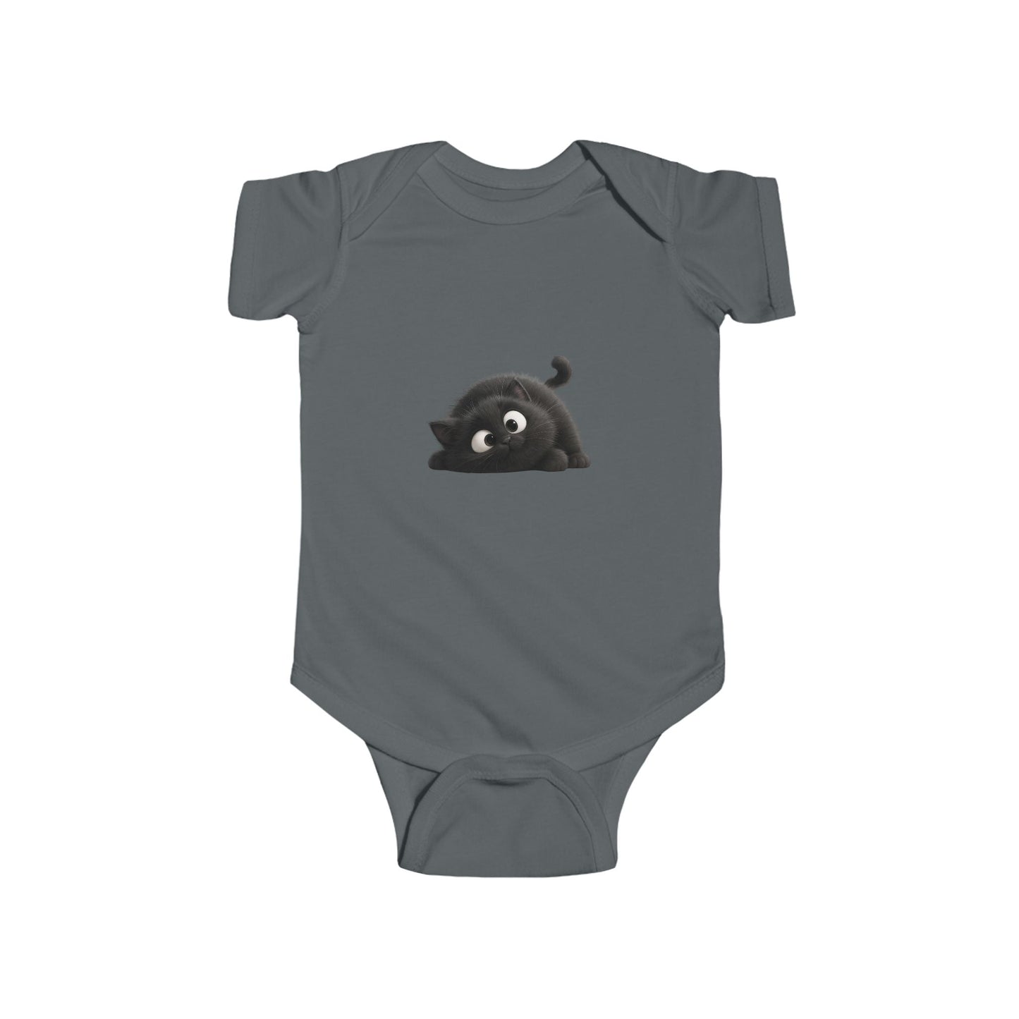 Cute Black Kitten Infant Bodysuit — Playful Baby Onesie