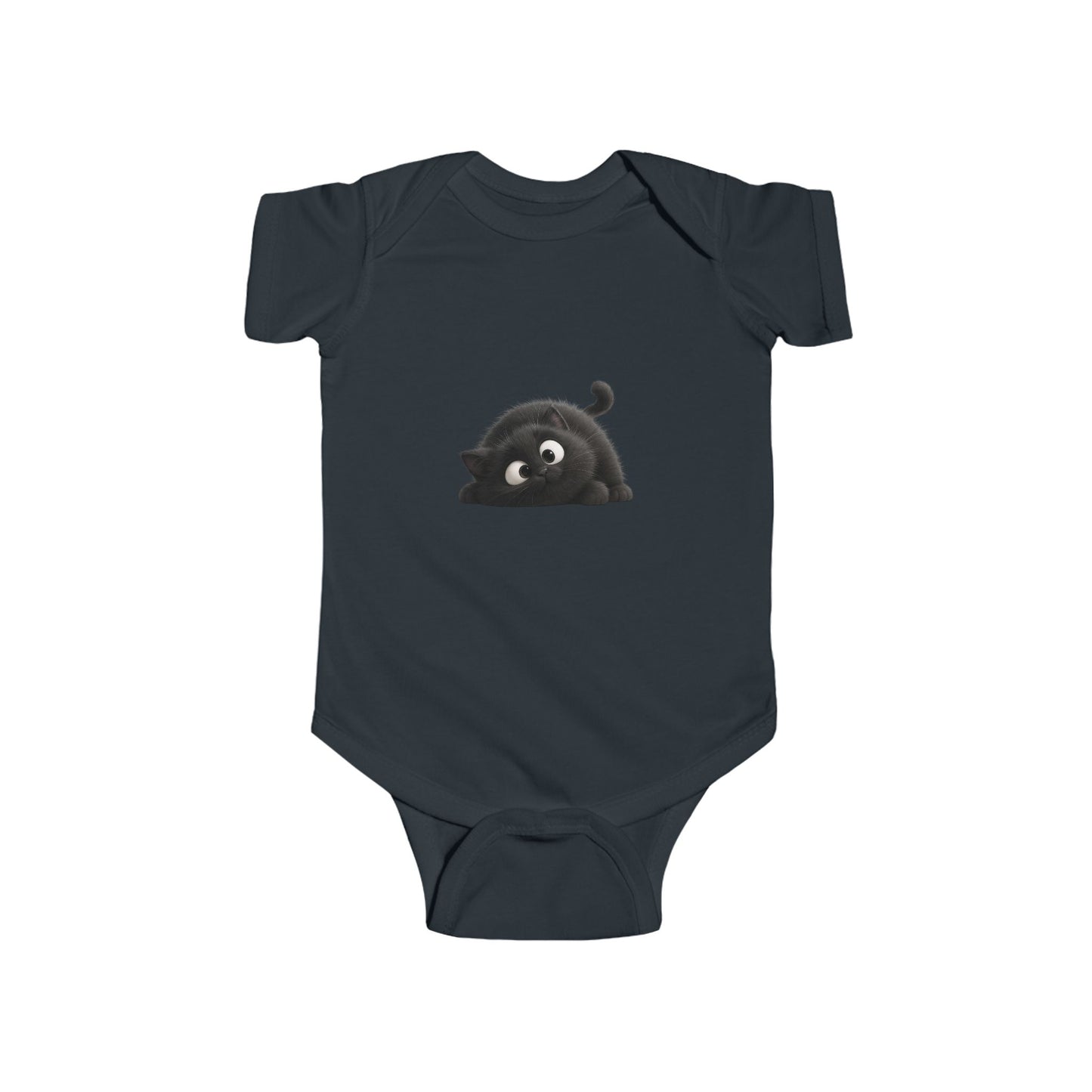 Cute Black Kitten Infant Bodysuit — Playful Baby Onesie