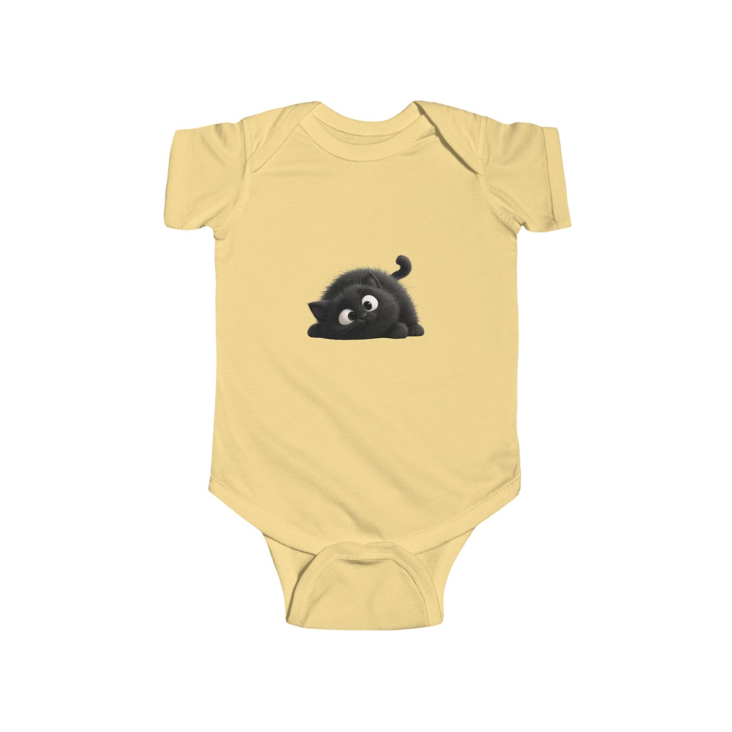 Cute Black Kitten Infant Bodysuit — Playful Baby Onesie