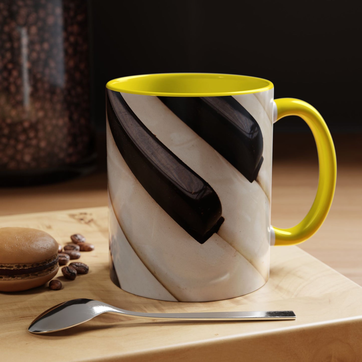 Musical Accent Coffee Mug | Piano Design, Coffee Lover Gift, Musician Mug, Stylish Drinkware, Home & Office Decor