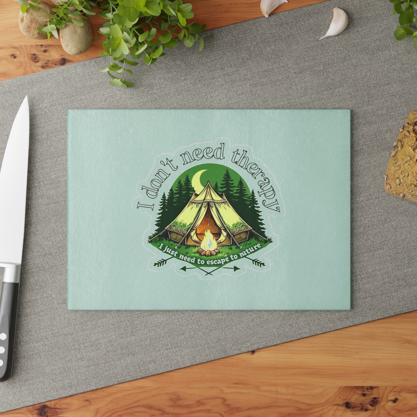 Outdoor Escape Glass Cutting Board - Perfect for Camping Lovers, Kitchen Decor, Housewarming Gift, Nature Enthusiasts, Gift for Him or Her