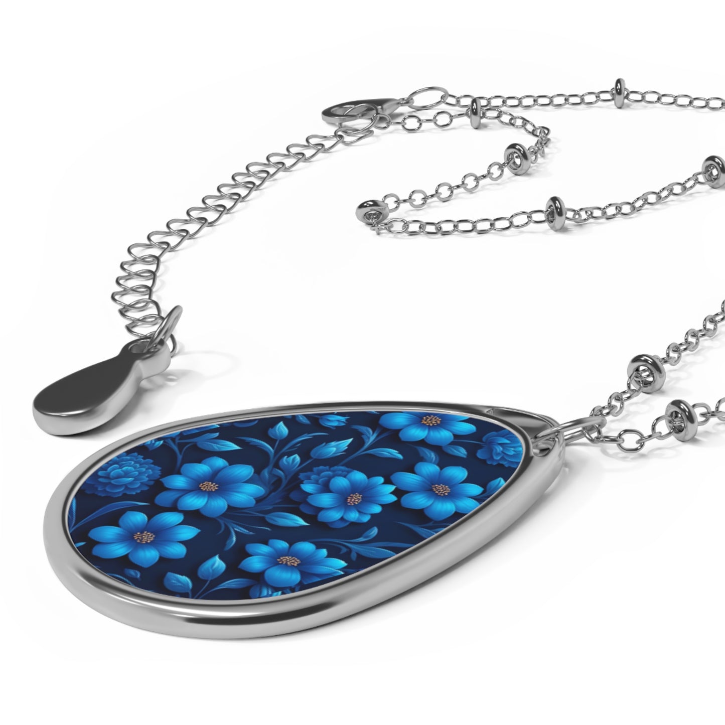 Floral Oval Necklace, Elegant Jewelry Gift, Statement Piece for Her, Personalized Necklace, Romantic Occasion Gift