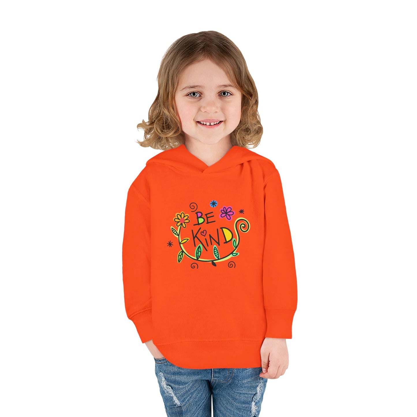 Toddler Fleece Hoodie - 'Be Kind' Floral Design, Cozy Kids Pullover, Cute Gift for Toddlers, Everyday Wear, Spring Outfit