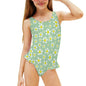 Girls Ruffle Trim One Piece Swimwear