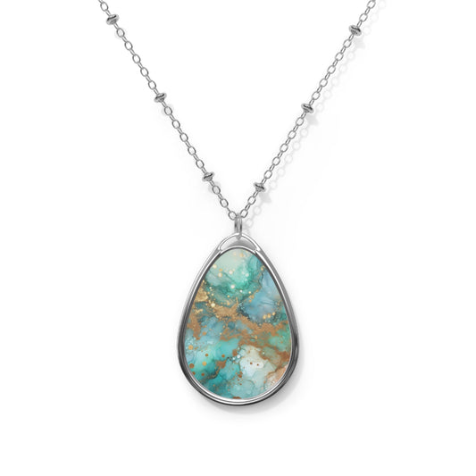 Turquoise Teardrop Necklace, Handmade Jewelry, Gift for Her, Boho Necklace, Birthstone Pendant, Nature-Inspired Accessory