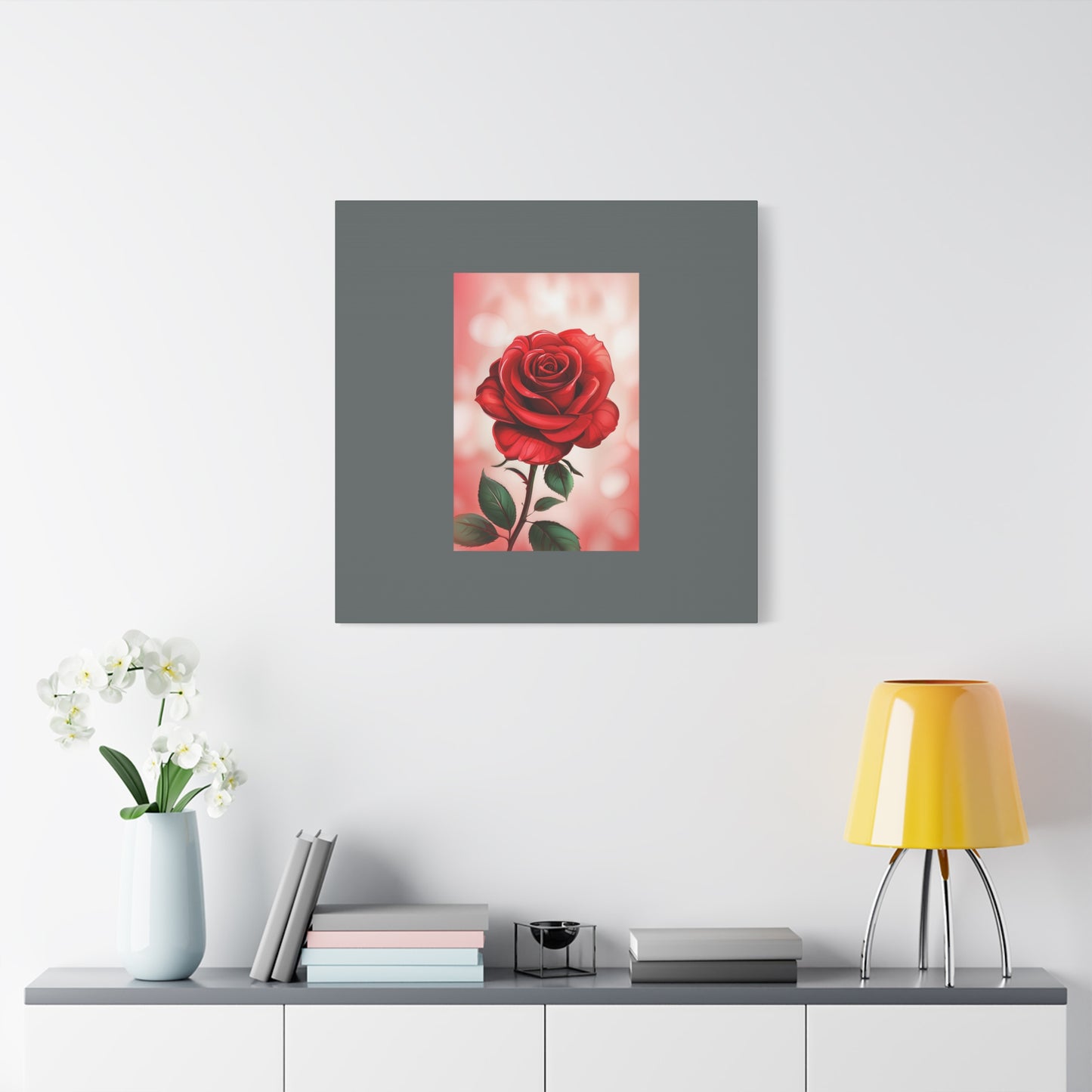 Red Rose Vertical Matte Canvas Print — Romantic Floral Wall Art