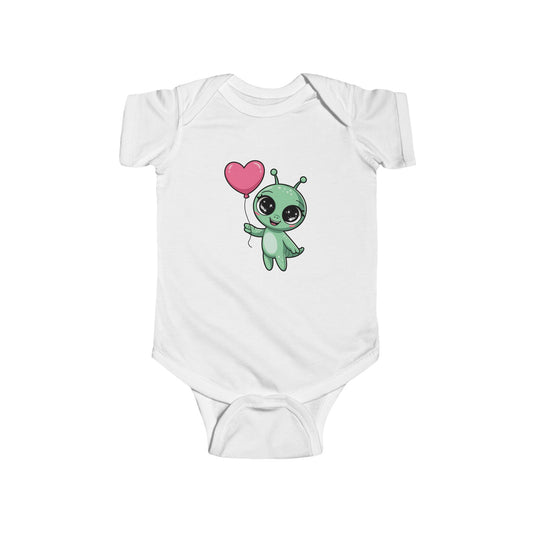 Cute Alien Baby Bodysuit with Heart, Infant One-Piece Costume, Unique Baby Shower Gift, Toddler Outfit, Fun Baby Clothes