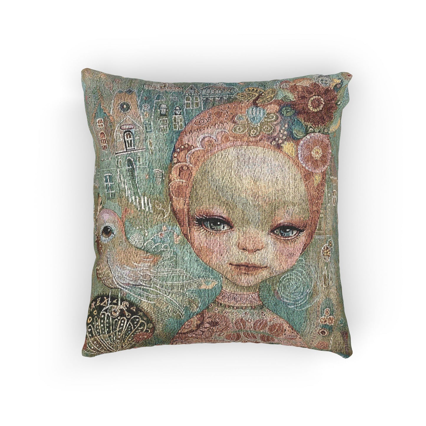 Whimsical Woven Pillow, Artistic Home Decor, Unique Gift for Art Lovers, Cozy Accent Cushion, Creative Interior Decoration