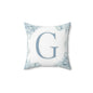 Monogram 'G' Floral Square Pillow – Blue Watercolor Initial Throw Pillow