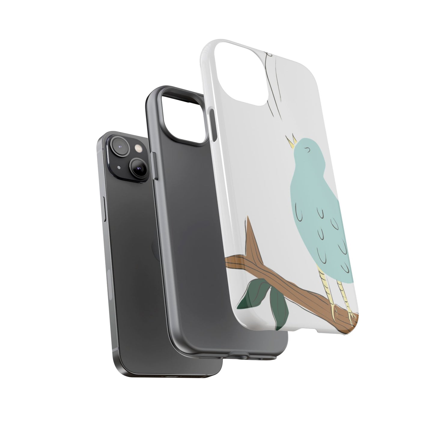 Birdsong Phone Case — Cute Blue Bird on Branch Protective Case