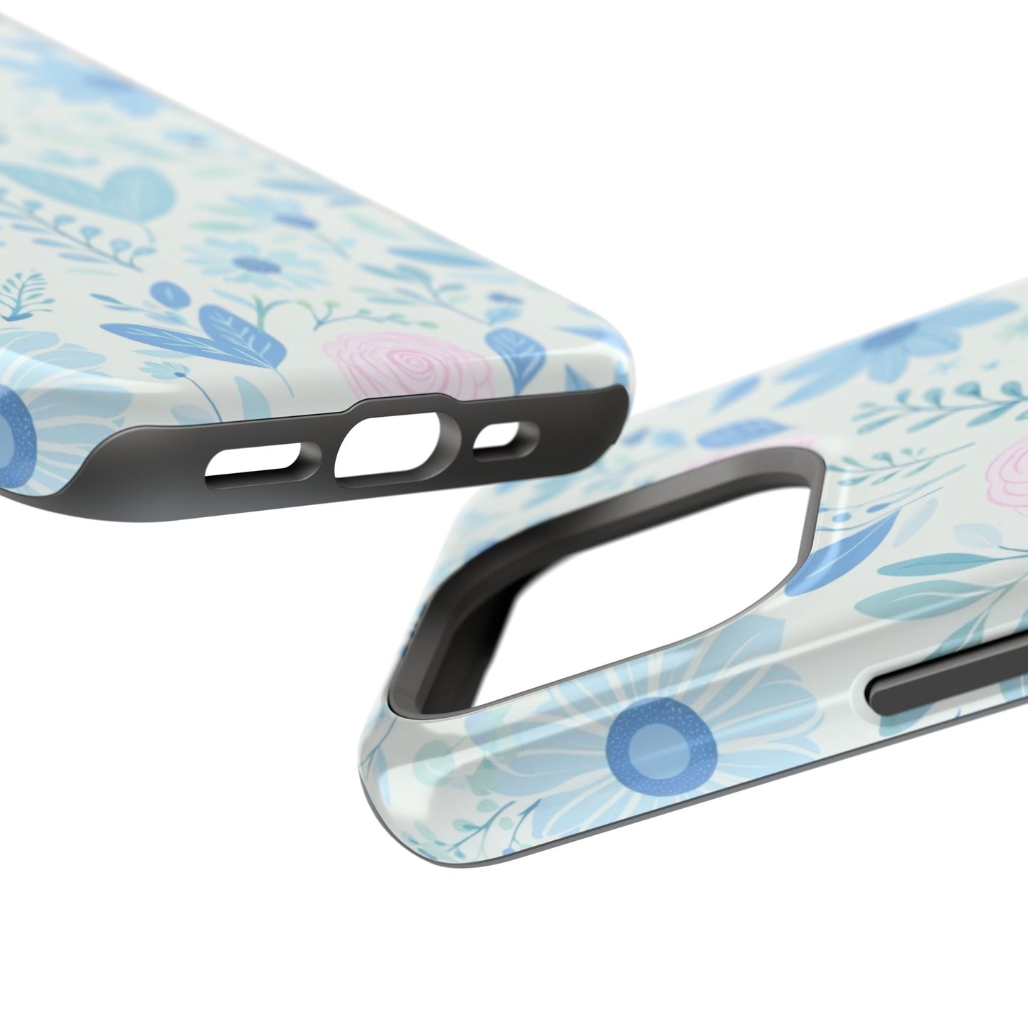 Floral Pastel Magnetic Impact Phone Case — Blue & Pink Botanical Design