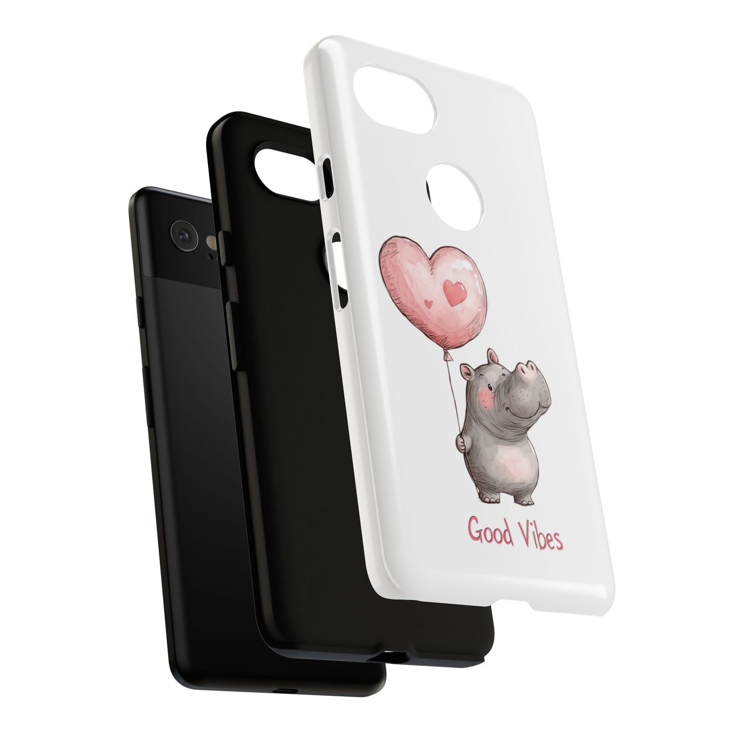 Cute Hippo Phone Case - Good Vibes Design, Animal Lover Gift, Fun Accessory, Birthday Present, Phone Accessories