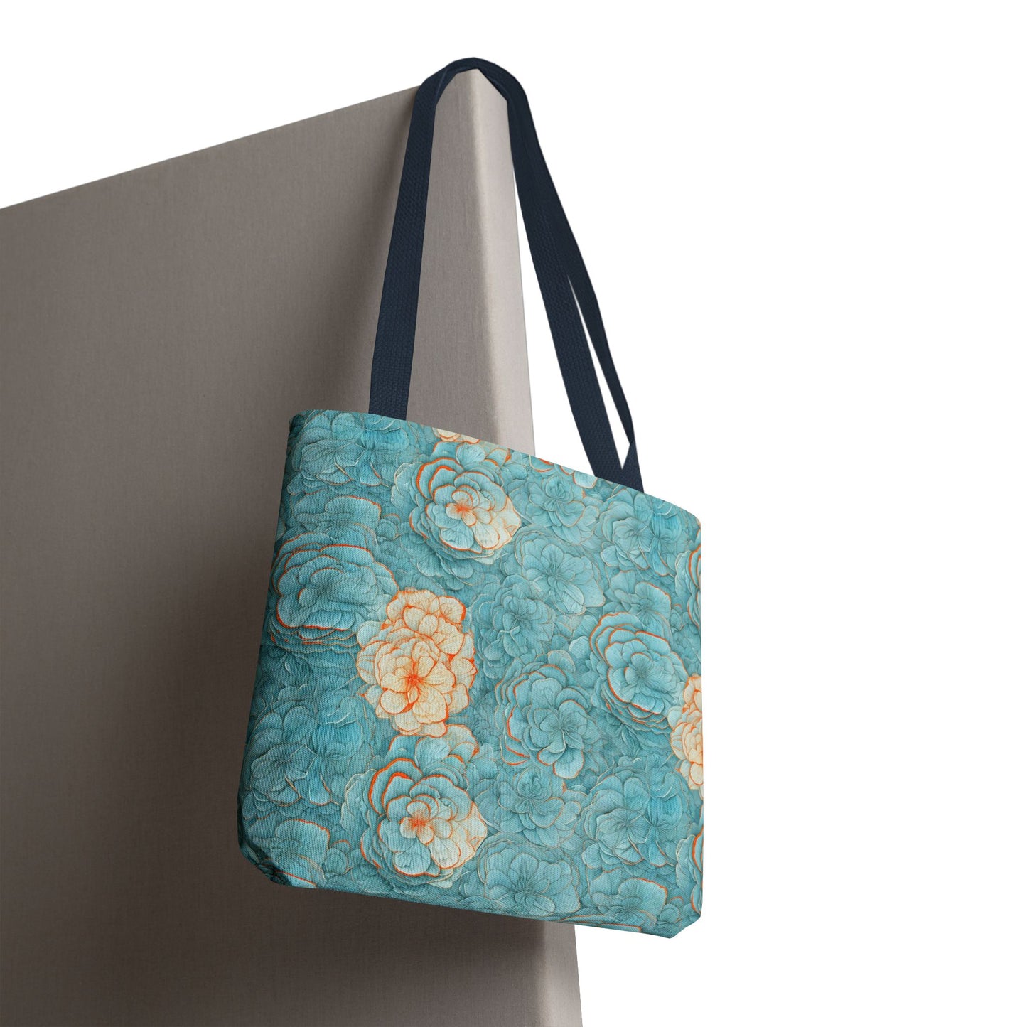 Floral Watercolor Tote Bag — Teal Succulent Pattern