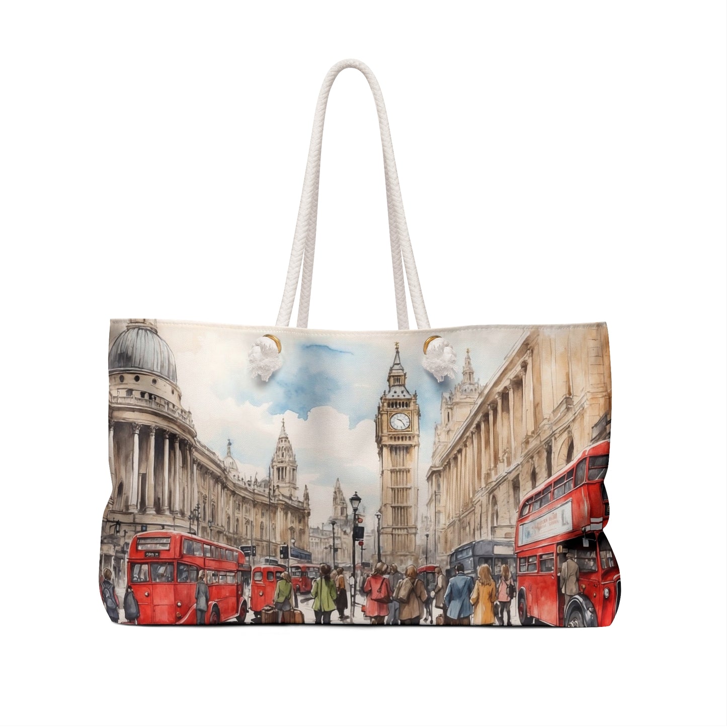 London-Inspired Weekender Bag, Travel Tote, Cityscape Carry-All, Weekend Getaway Bag, Charming UK Gift
