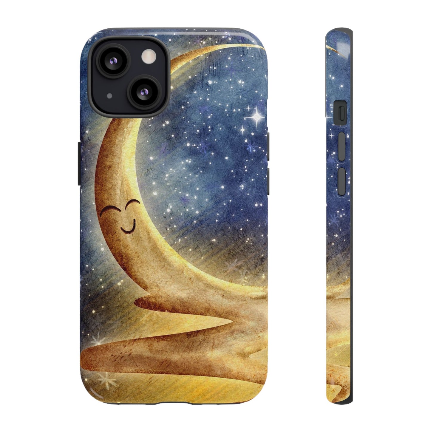 Moonlit Smile Phone Case — Starry Night Crescent Moon iPhone Cover