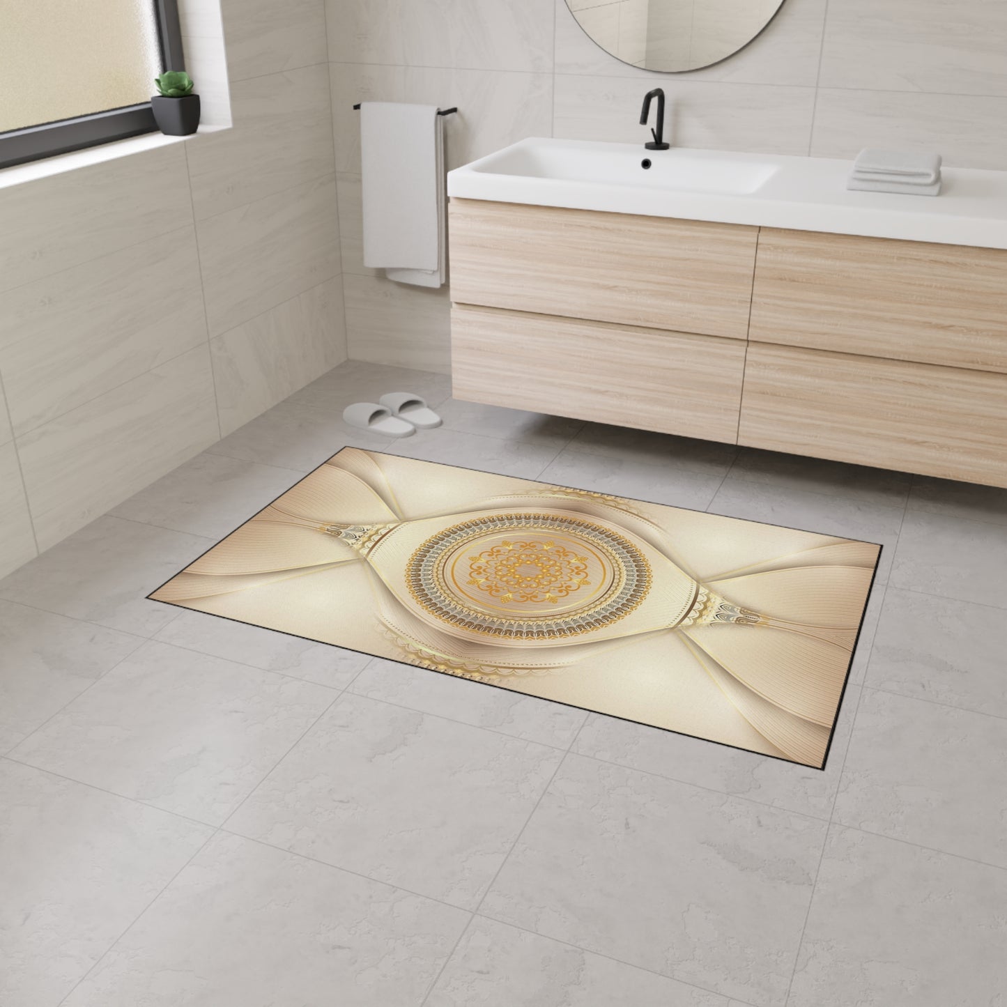 Ornate Mandala Floor Mat — Heavy-Duty Decorative Entrance Rug