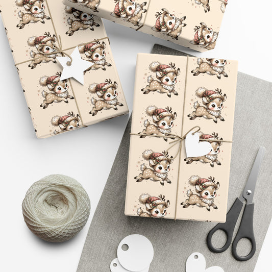 Gift Wrap Paper — Cute Retro Teddy Bear Pattern (Neutral Beige)