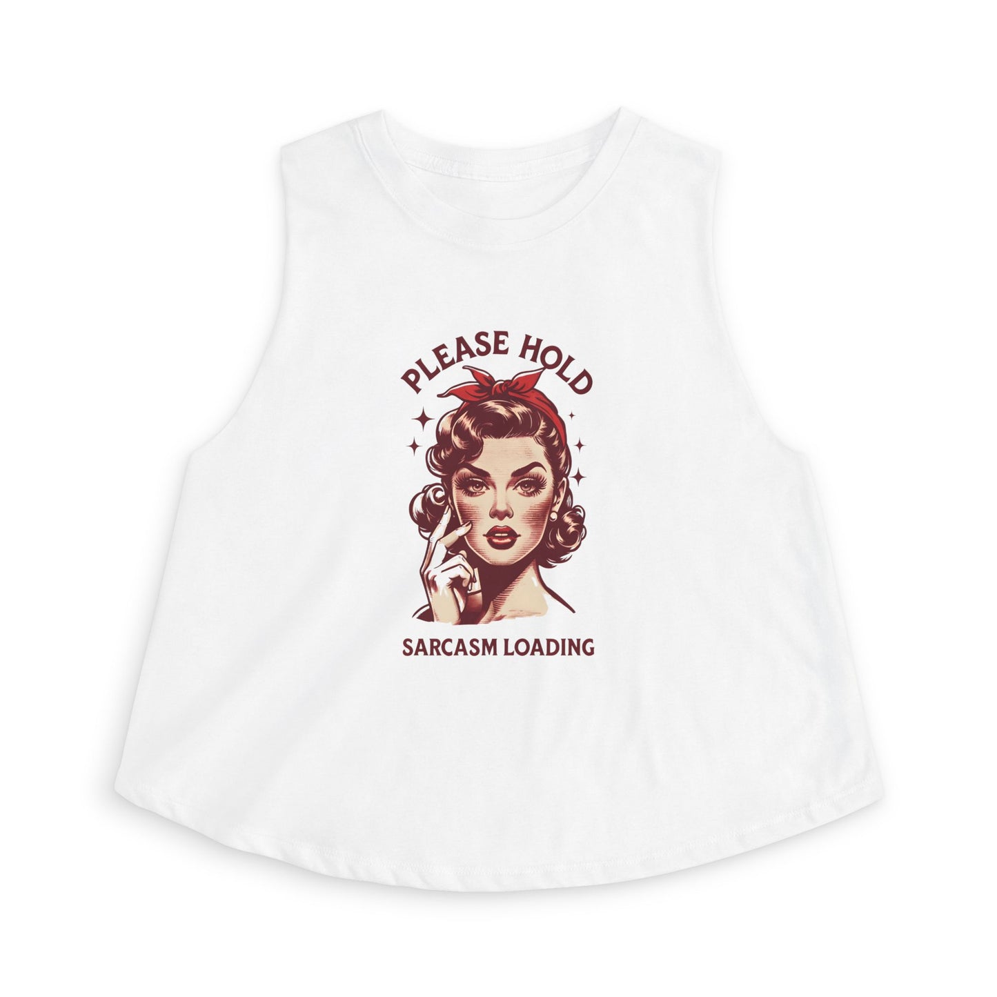 Women's Crop Top — 'Please Hold, Sarcasm Loading' Retro Pin-Up Tank