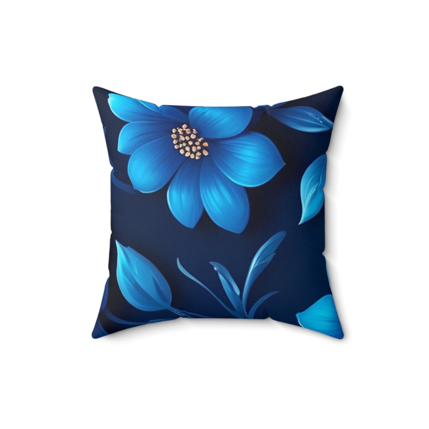 Floral Blue Square Pillow, Boho Home Decor Cushion, Cozy Living Room Accent, Floral Throw Pillow for Gifts, Bed Pillow for Relaxation
