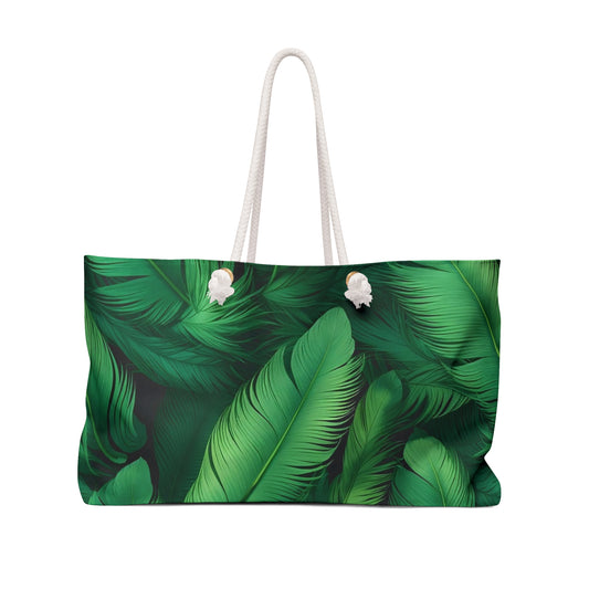 Tropical Leaves Weekender Bag, Beach Tote, Travel Bag, Gym Bag, Floral Carryall, Vacation Essential