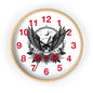 Winged Skull with Red Roses Wall Clock | Gothic Moon Skull Clock