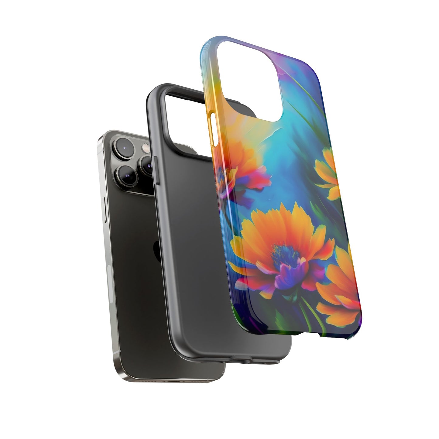 Floral Sunset Tough Phone Case — Vibrant Watercolor Flowers Protective Cover