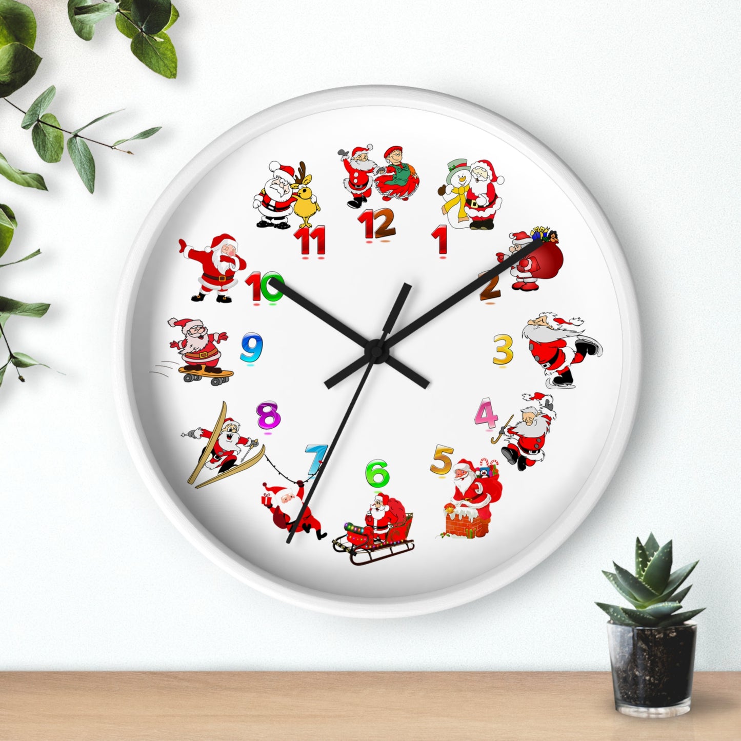 Festive Santa Wall Clock, Christmas Decor, Holiday Home Accent, Gift for Kids, Fun Timepiece, Seasonal Clock, Xmas Decoration