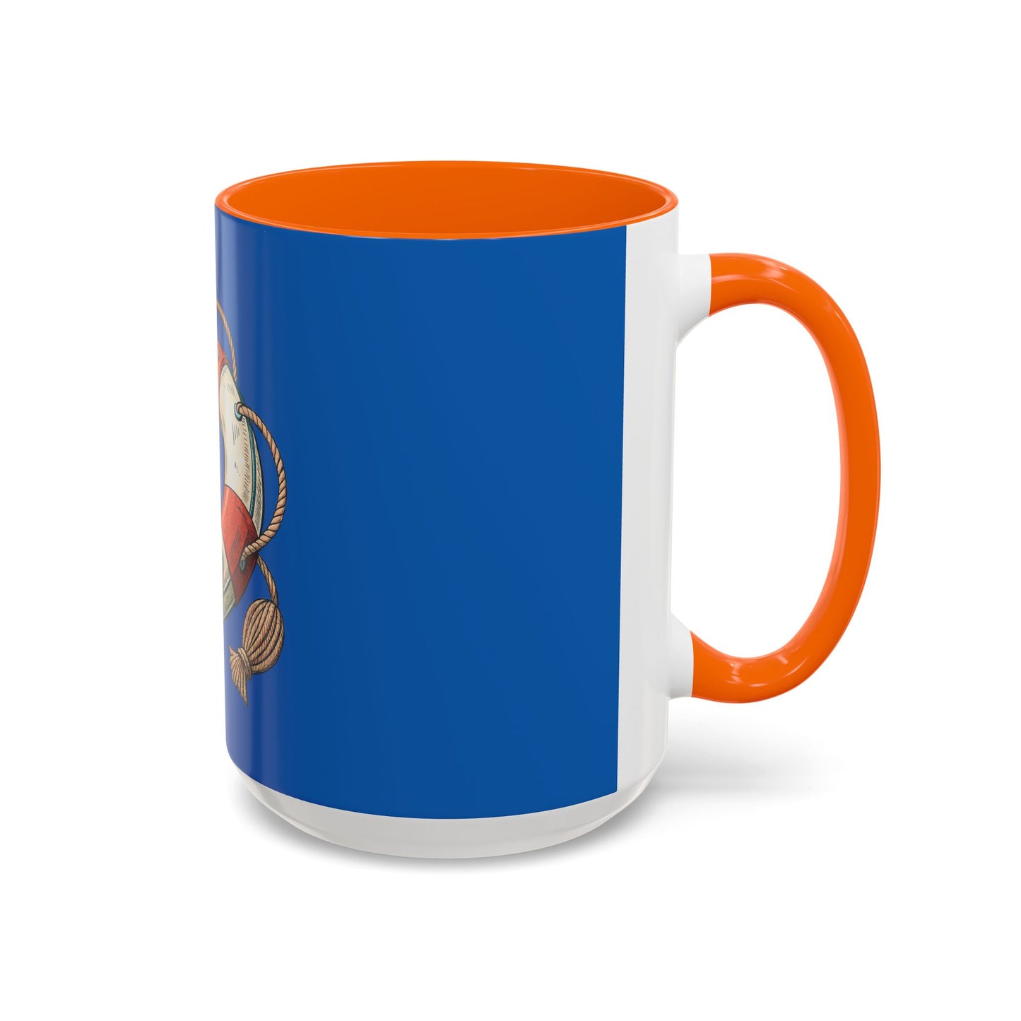 Lifesaver Accent Coffee Mug - Nautical Gift, Beach Decor, Sailor's Coffee Cup, Ocean Lover Mug, Summer Vibes
